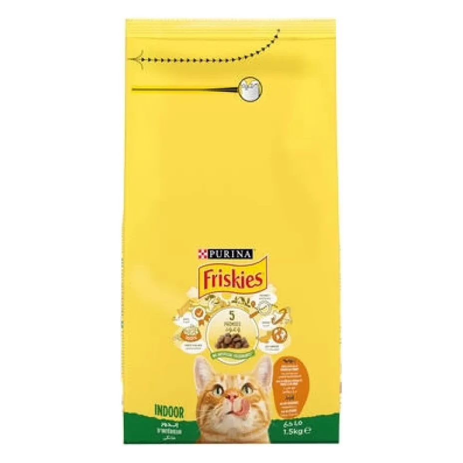 Friskies Indoor Chicken & Vegetables Dry Cat Food, 1.5kg