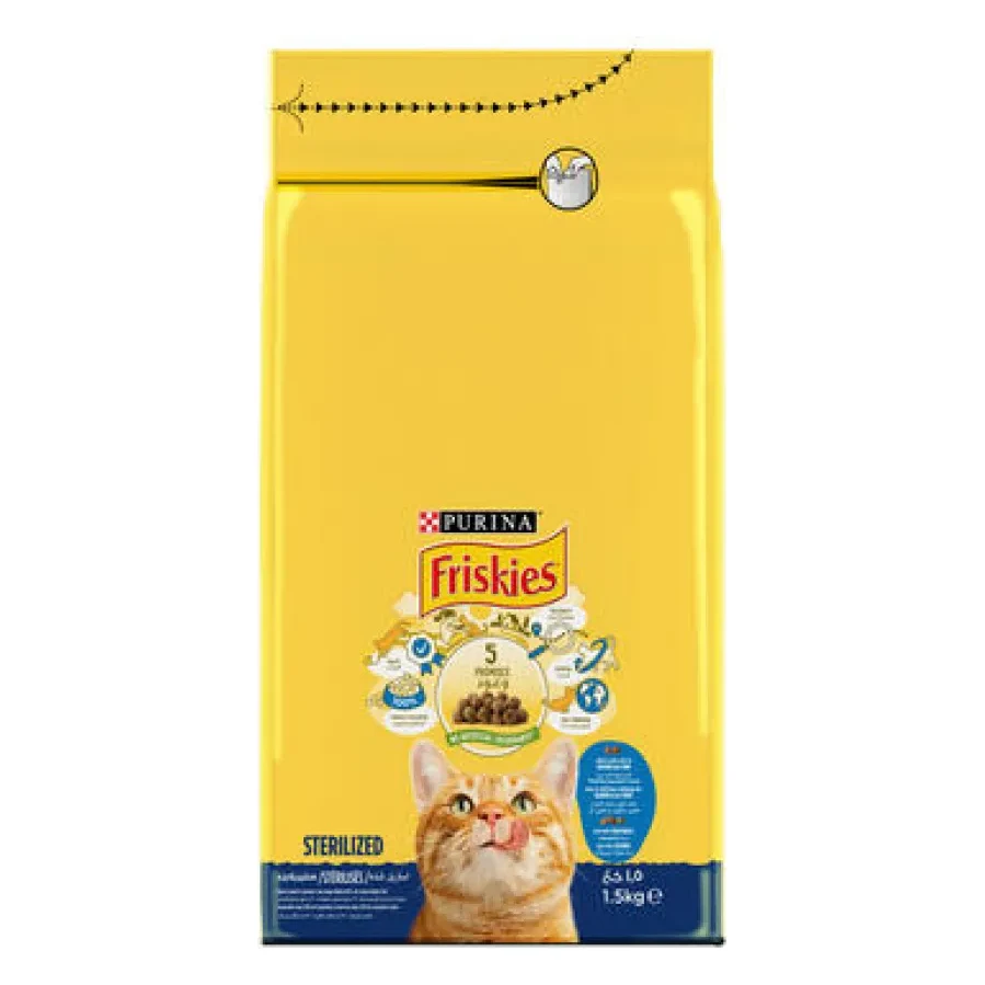 Friskies Sterilised Salmon & Vegetables Dry Cat Food, 1.5kg