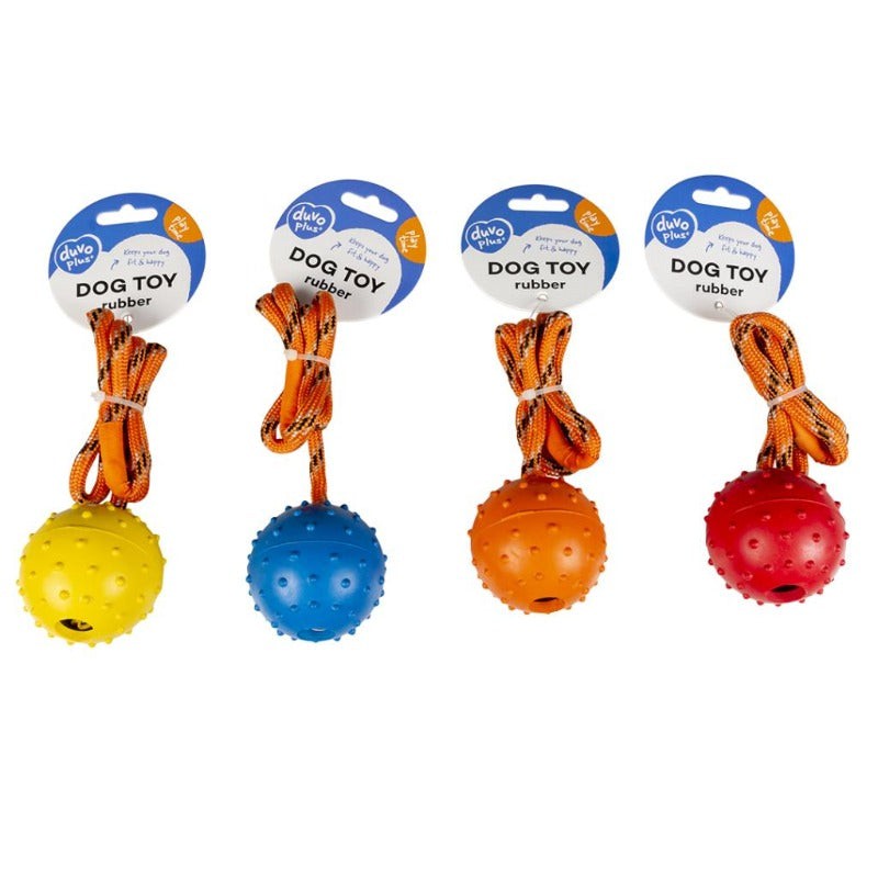 Duvoplus Dog Toy Rubber Dental Ball With Rope 33cm - Red