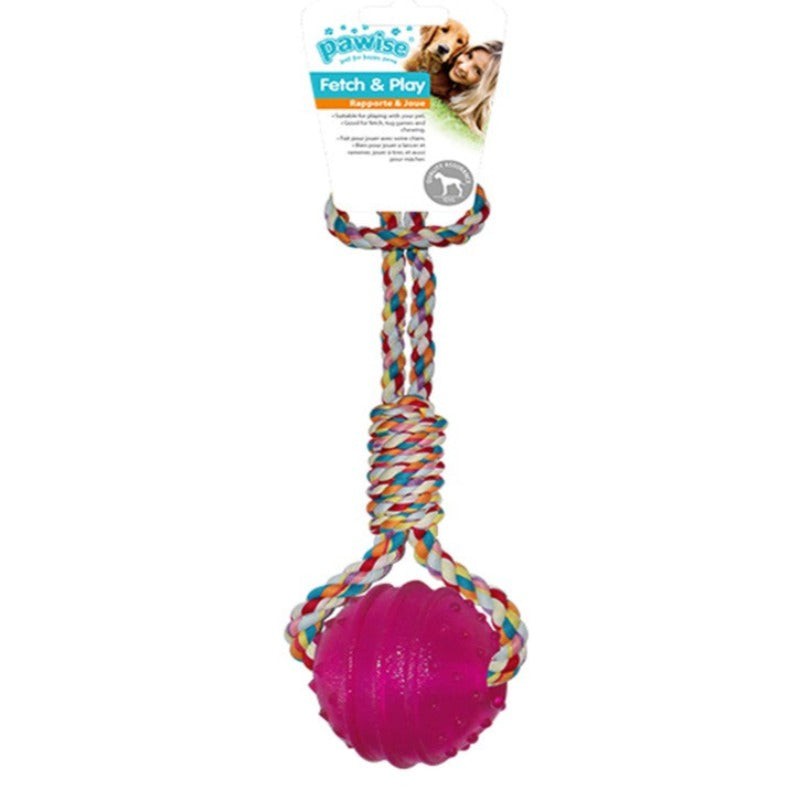 Pawise TPR Dog Toy Ball With Handle - Pink