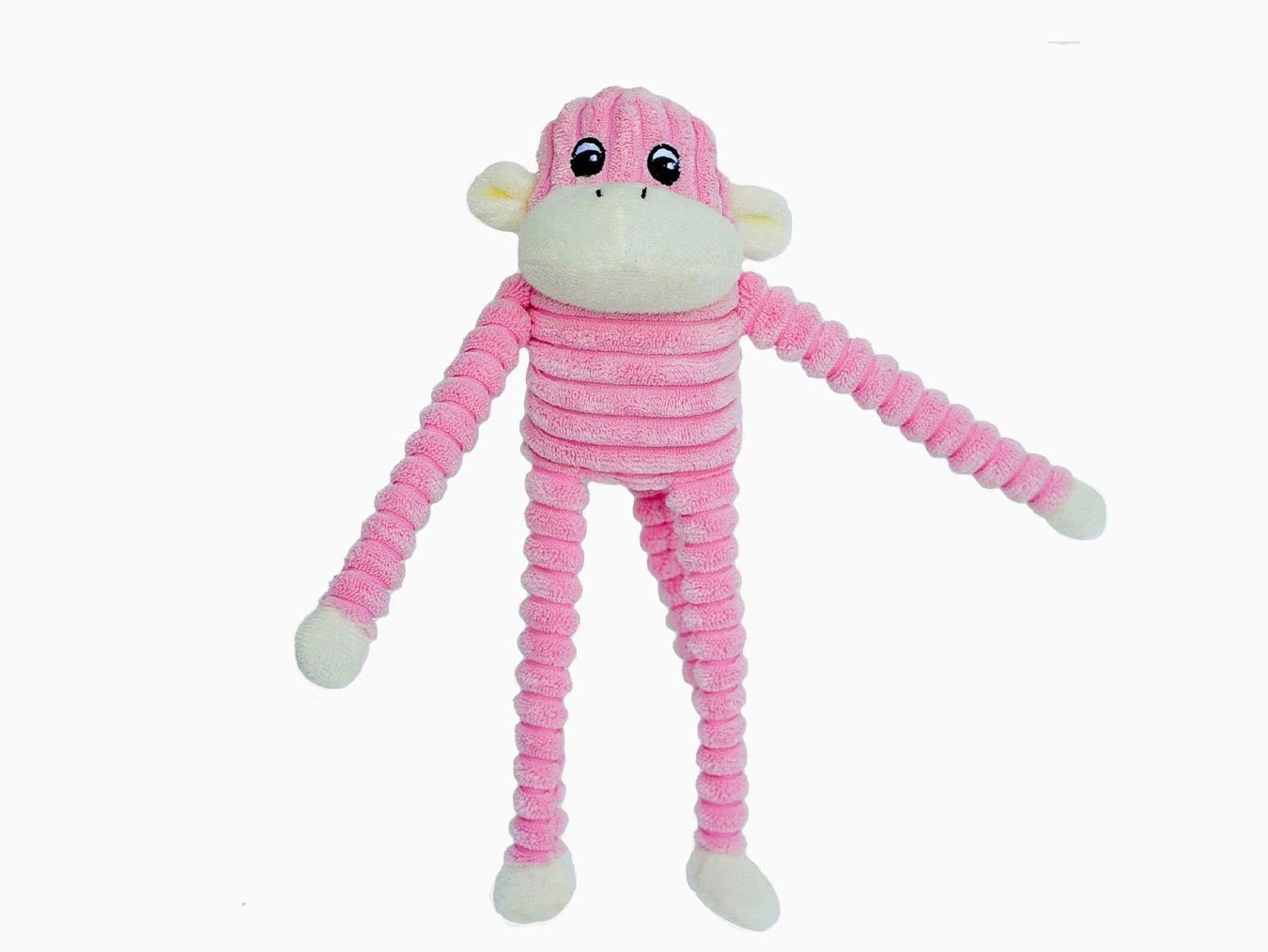Spencer The Crinkle Monkey Small Pink | Plush Squeaky Dog Toy | For Small Dog Breeds | Machine Washable with Squeakers | ZippyPaws