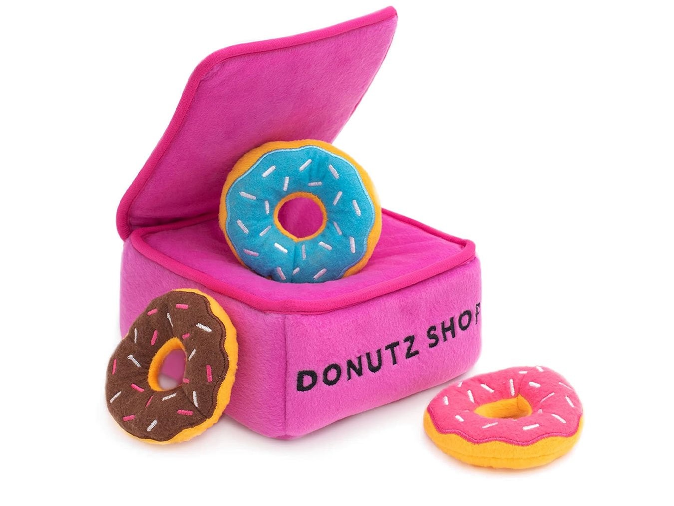 Zippy Burrow Donutz Box | Interactive Squeaky Plush Dog Toy | For Regular Chewers | Machine Washable | ZippyPaws