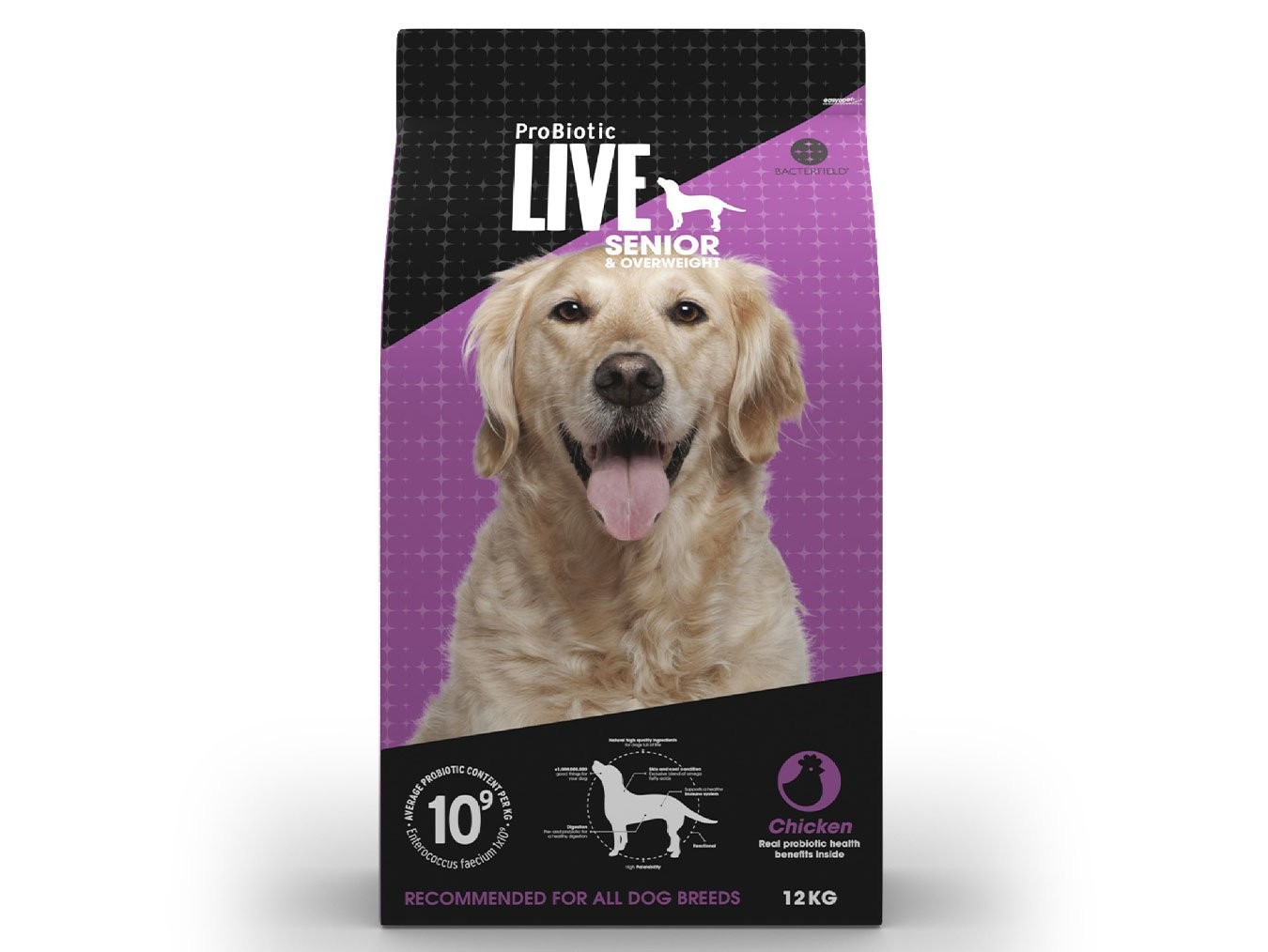 ProBiotic LIVE Senior Overweight Chicken | Probiotic Rich Dry Dog Food | ‎Immune Support | Stomach Intestines | Skin and Coat Health