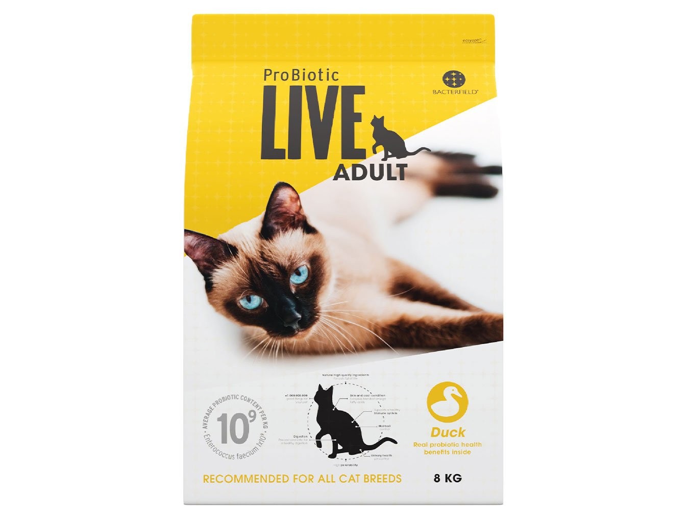 ProBiotic LIVE Adult Duck | Probiotic Rich Dry Cat Food | ‎Immune Support | Stomach Intestines | Skin and Coat Health
