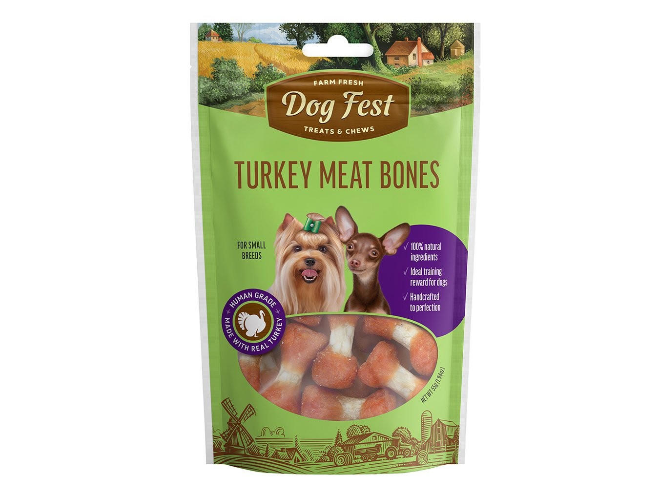 Turkey Meat Bones | Dog Fest Dog Treats Chews | Made for Small Dog Breeds | High Protein | Training Rewards