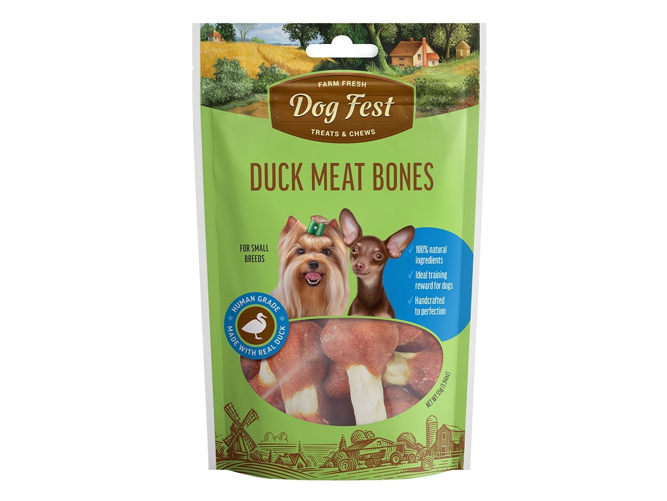 Duck Meat Bones | Dog Fest Dog Treats Chews | Made for Small Dog Breeds | High Protein | Training Rewards