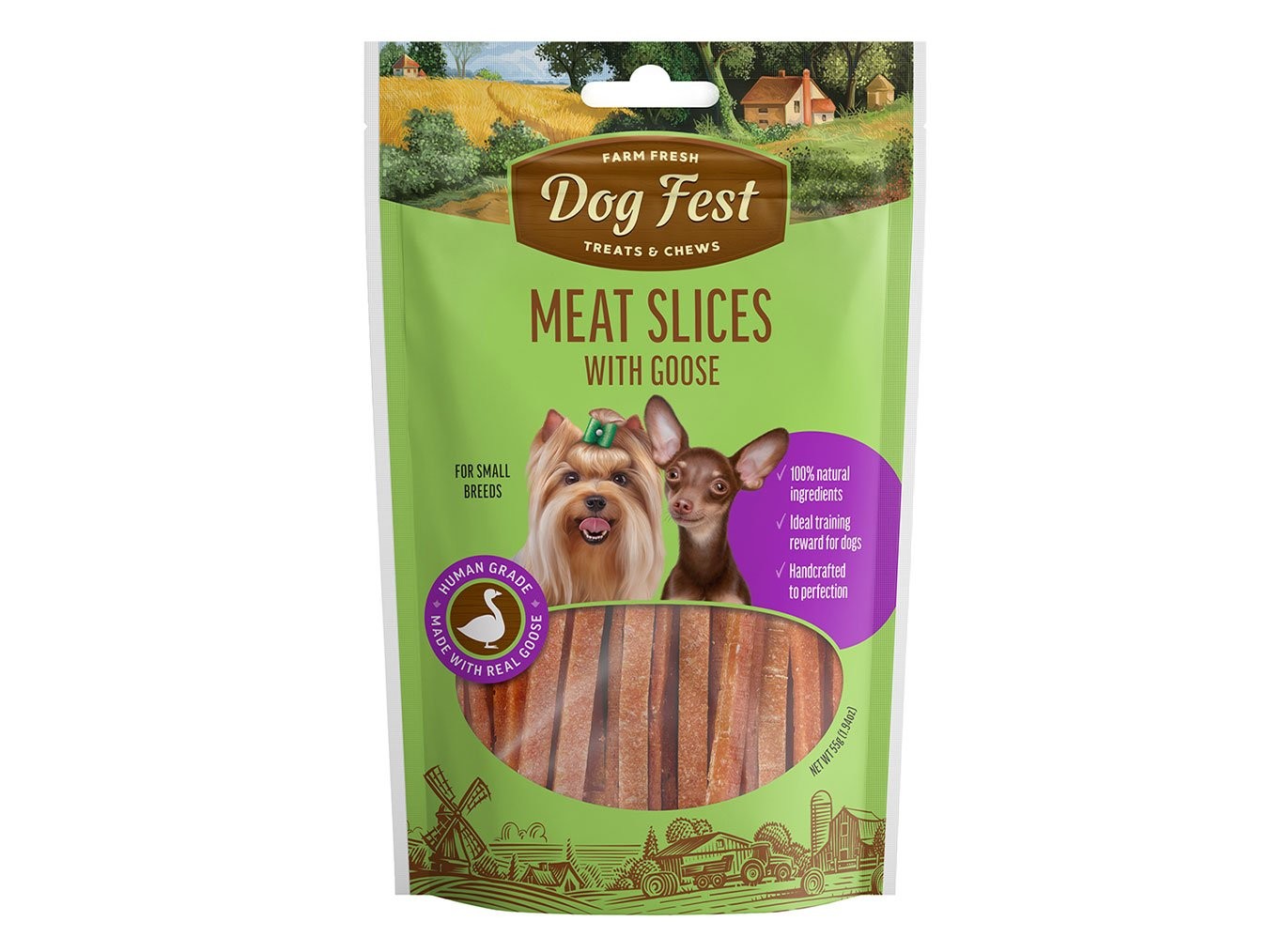 Meat Slices with Goose | Dog Fest Dog Treats Chews | Made for Small Dog Breeds | High Protein | Training Rewards
