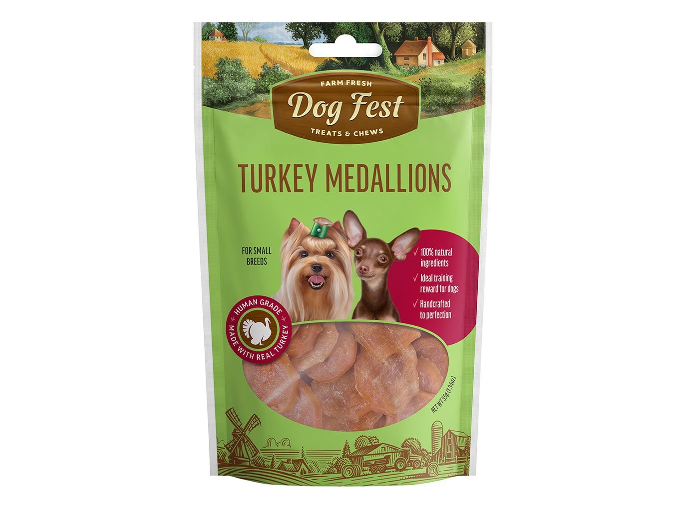 Turkey Medallions | Dog Fest Dog Treats Chews | Made for Small Dog Breeds | High Protein | Training Rewards