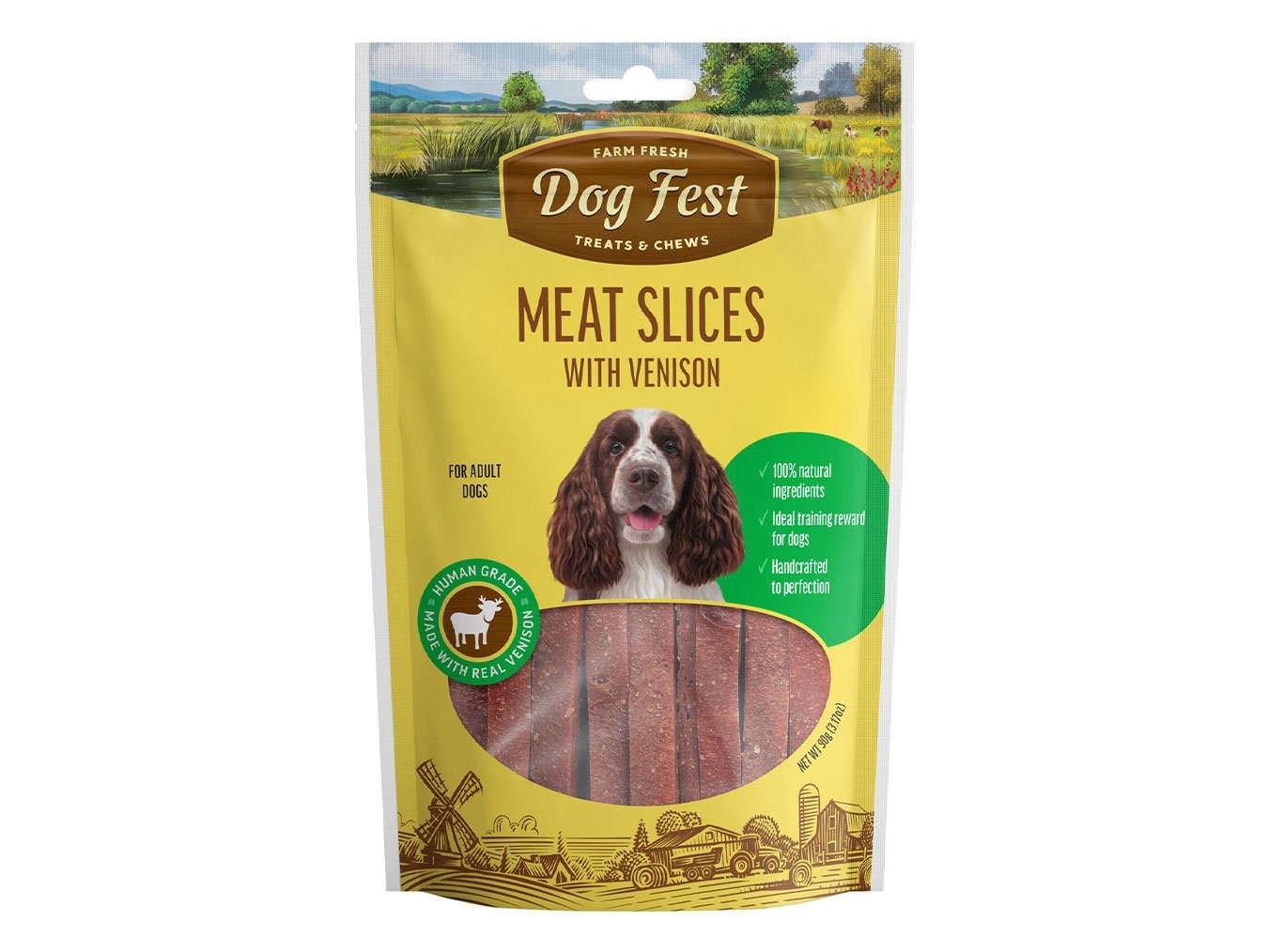 Meat Slices with Venison | Dog Fest Dog Treats Chews | Made for Adult Dogs | High Protein Real Meat | No Artificial Flavors