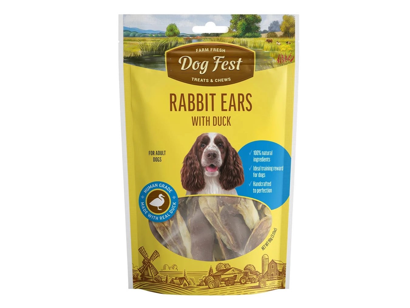 Rabbit Ears with Duck | Dog Fest Dog Treats Chews | Made for Adult Dogs | High Protein Real Meat | No Artificial Flavors