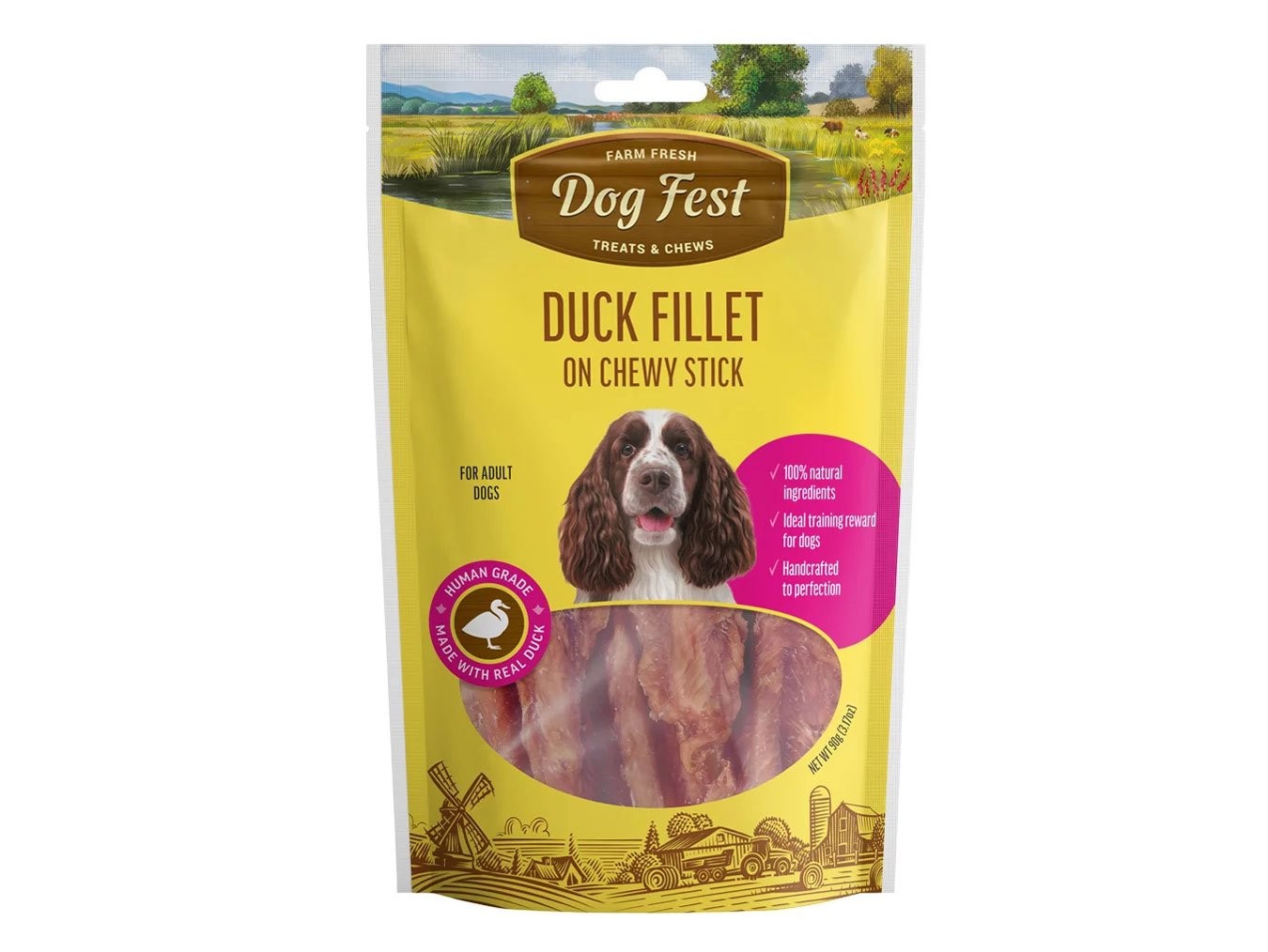 Duck Fillet on Chewy Stick | Dog Fest Dog Treats Chews | Made for Adult Dogs | High Protein Real Meat | No Artificial Flavors
