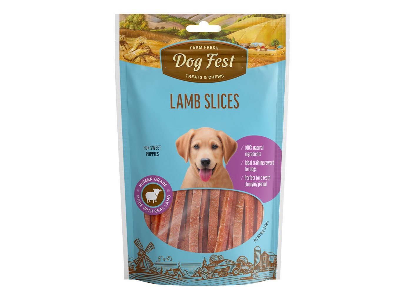 Lamb Slices for Puppies | Dog Fest Dog Treats Chews | Enriched with Colostrum | Immune System Support | Digestive Health
