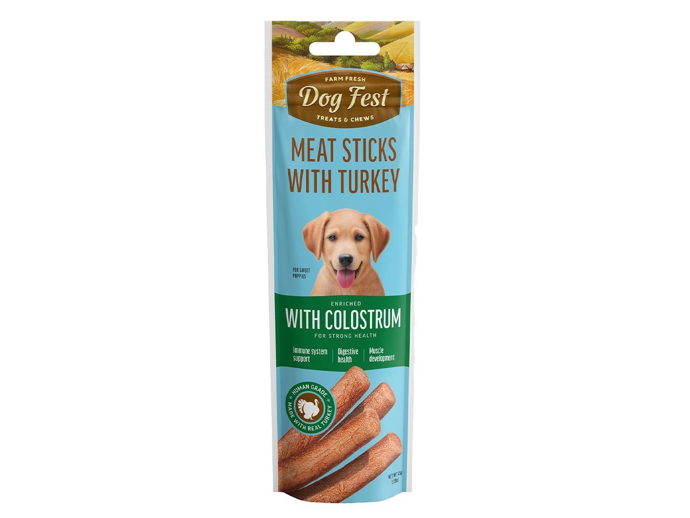 Meat Sticks with Turkey for Puppies | Dog Fest Dog Treats Chews | Enriched with Colostrum | Immune System Support | Digestive Health