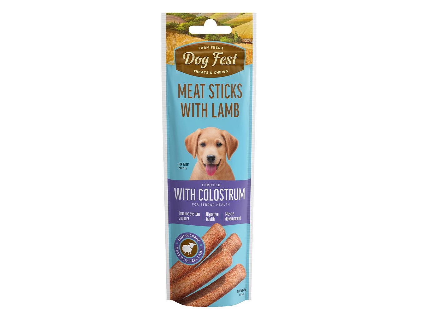 Meat Sticks with Lamb for Puppies | Dog Fest Dog Treats Chews | Enriched with Colostrum | Immune System Support | Digestive Health