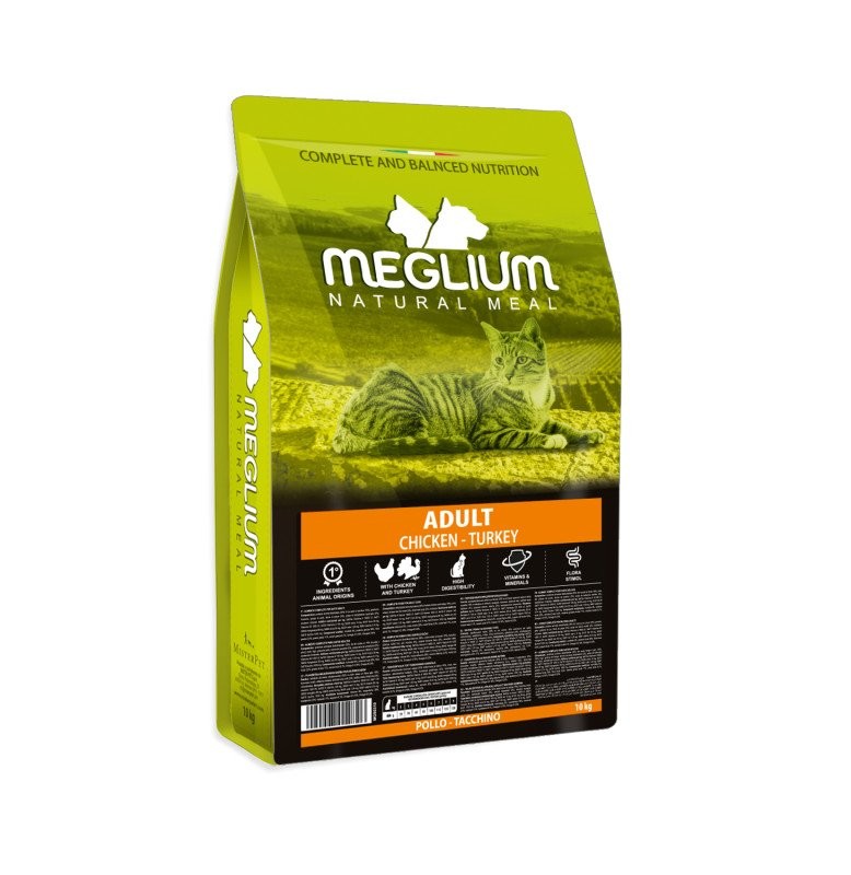 Meglium Cat Adult Chicken-Turkey | High-Protein Formula for Digestion Daily Vitality