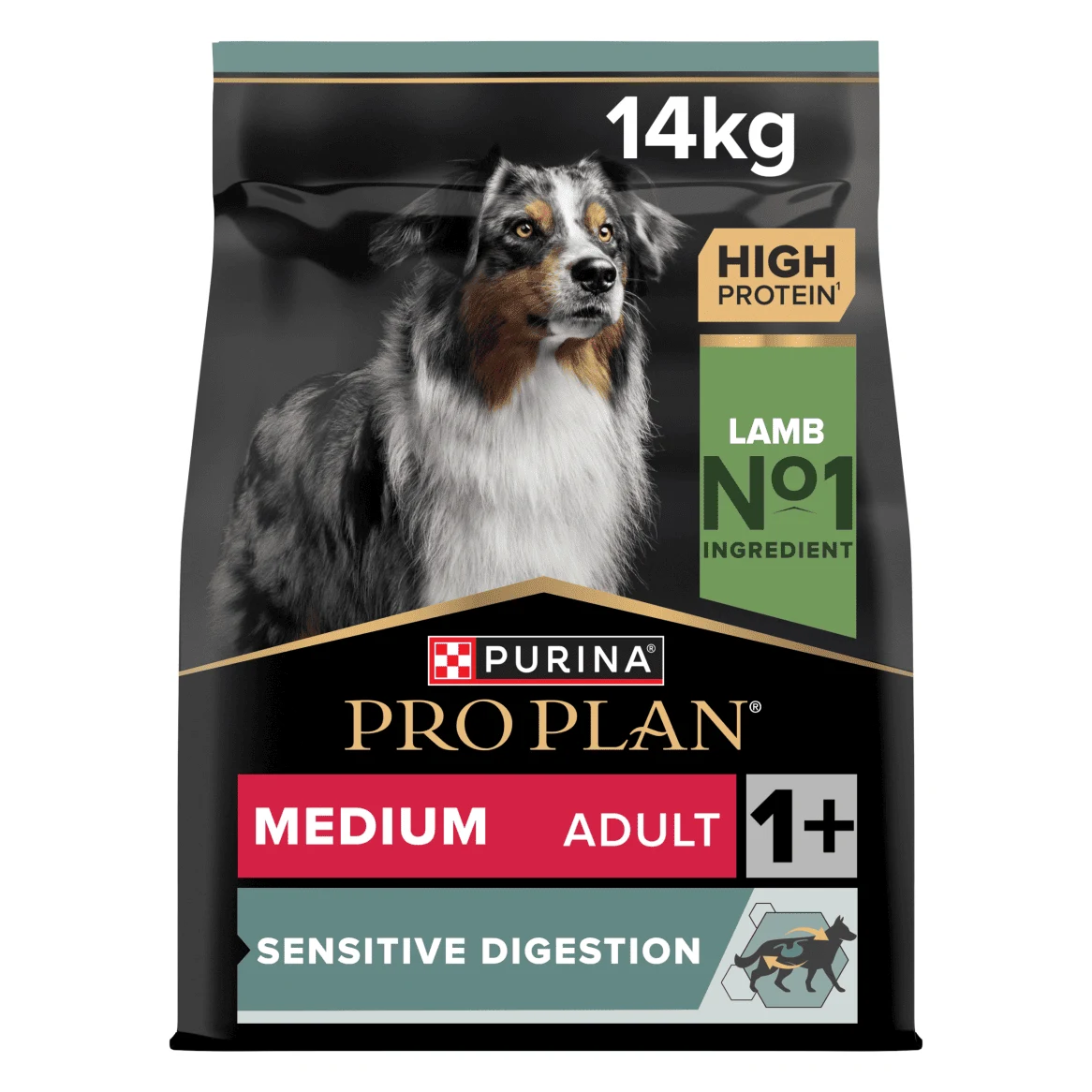 Purina Pro Plan Medium Adult Sensitive Digestion Lamb Dry Dog Food, 14kg