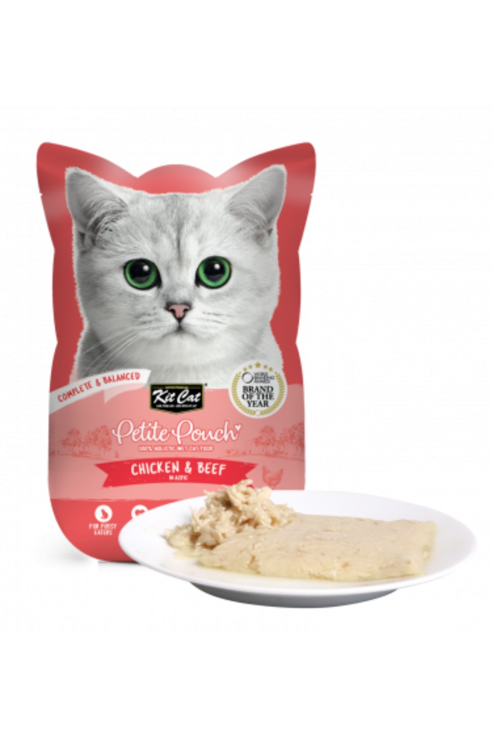 Kit Cat Petite Pouch Complete & Balanced Chicken & Beef in Aspic 70g