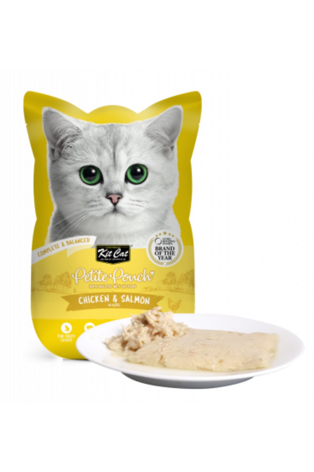 Kit Cat Petite Pouch Complete & Balanced Chicken & Salmon in Aspic 70g