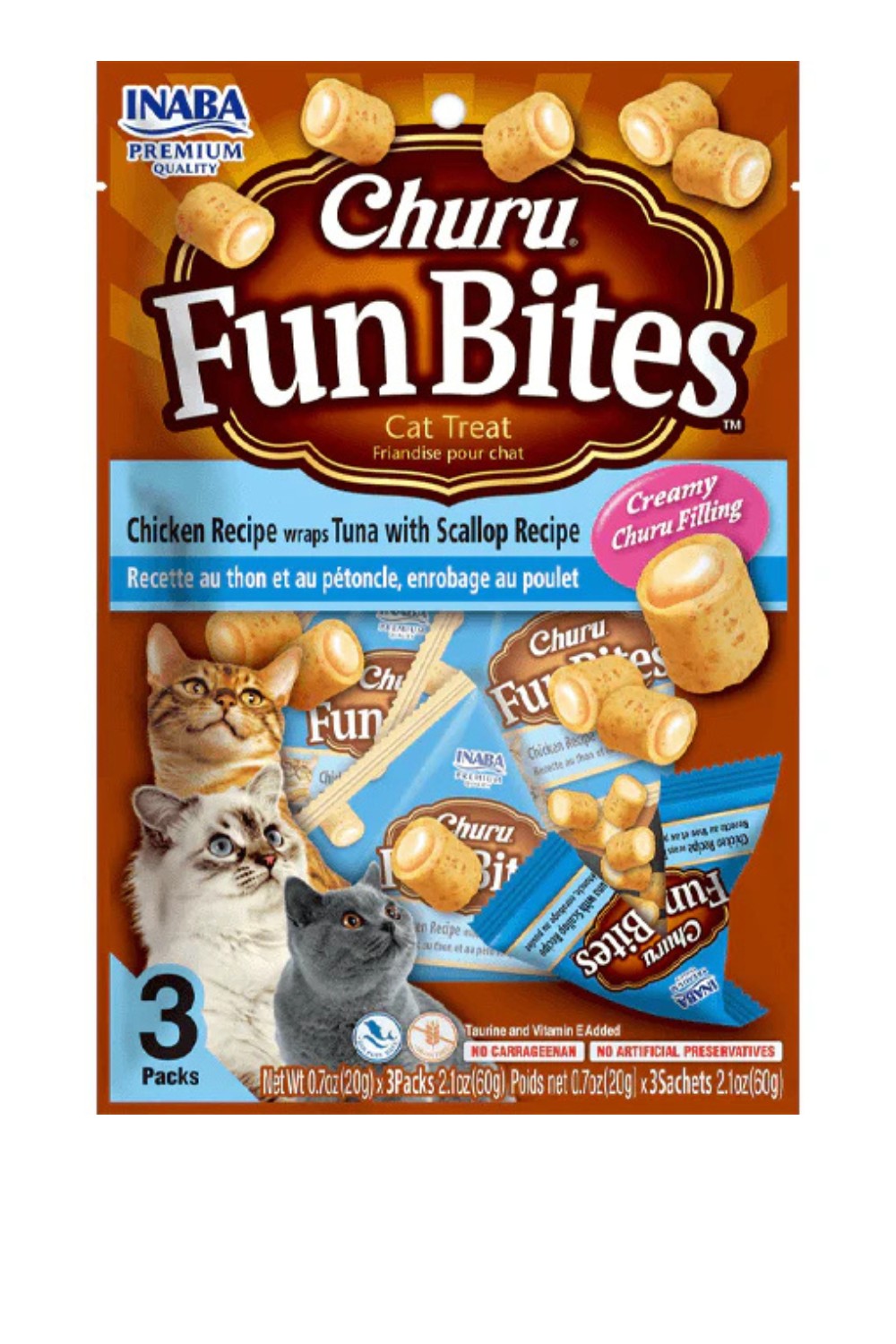 Inaba Churu Fun Bites Chicken Recipe Wraps Tuna With Scallop Recipe 3 Packs