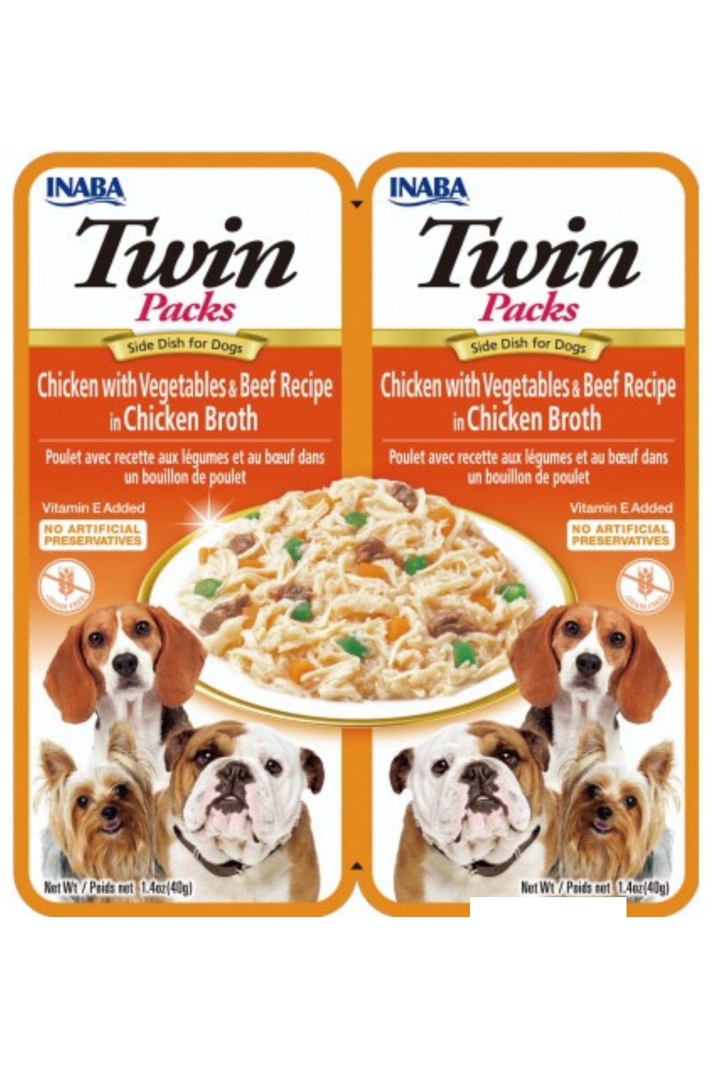 Inaba Twin Packs For Dogs Chicken With Vegetables & Beef Recipe in Chicken Broth