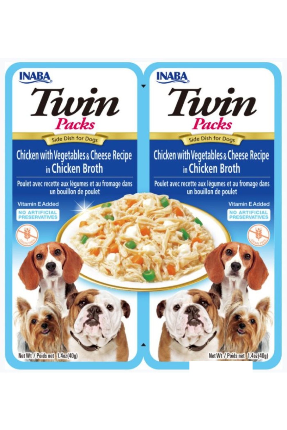 Inaba Twin Packs For Dogs Chicken with Vegetables and Cheese Recipe in Chicken Broth