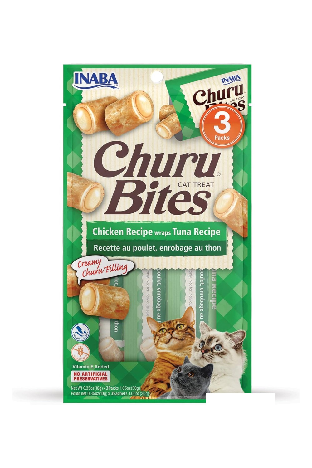 Inaba Churu Bites Chicken Wraps with Tuna Cat Treats 30g