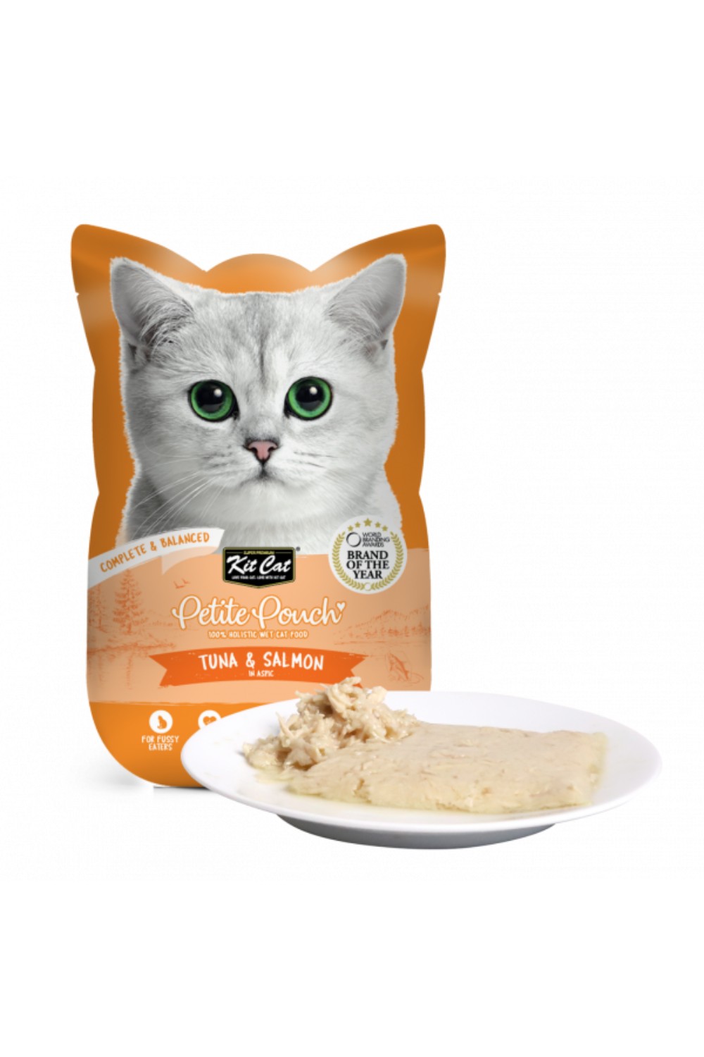 Kit Cat Petite Pouch Complete & Balanced Tuna & Salmon in Aspic