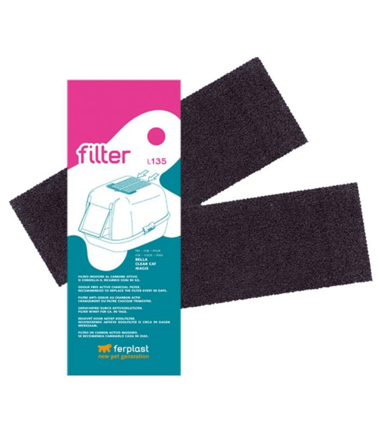 Ferplast Carbon Cat Litter Filter – Odor Control Replacement – Pack of 2 - 20 x 7 cm, 90-Day Use