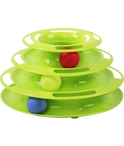 Pawise - Cat Toy Ball Tower – 3-Level Interactive Track with Colorful Rolling Balls for Kitten Exercise & Play