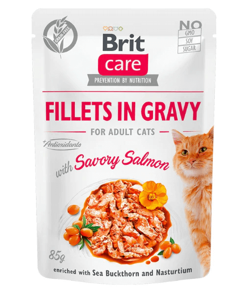 Brit Care - Savory Salmon Fillets in Gravy, Urinary Support, Adult Wet Cat Food - 85g - 1 Pouch