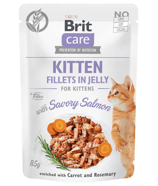 Brit Care - Savory Salmon Fillets in Jelly, Grain-Free, Kitten Wet Cat Food - 85g - 1 Pouch