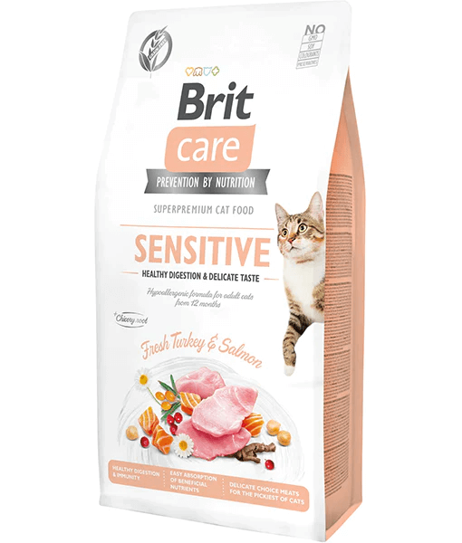 Brit Care - Cat Grain-Free Sensitive Healthy Digestion and Delicate Taste, Adult, Cat Dry Food - 2kg