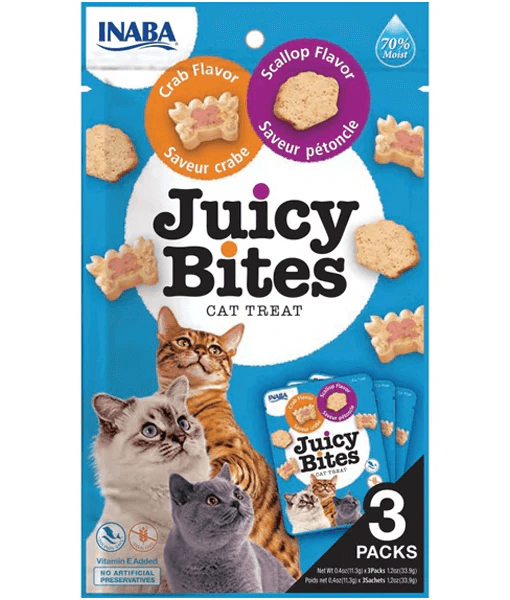 Inaba - Juicy Bites Cat Treats Crab & Scallop Flavor 34 g (11.3 g × 3)