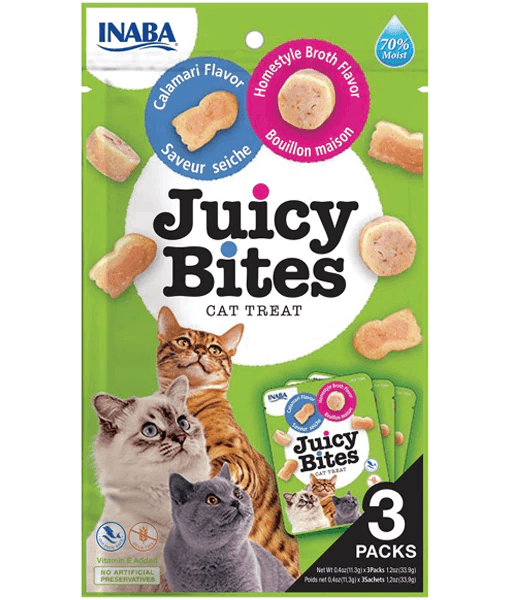 Inaba - Juicy Bites Cat Treats Calamari & Homestyle Broth 34 g (11.3 g × 3)
