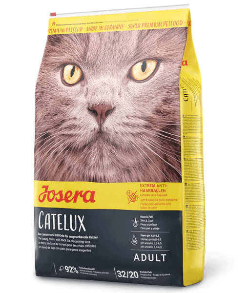 Josera – Catelux, Duck Formula for Finicky Cats, Hairball Control, Skin & Coat Health, and Urinary Support – 2kg