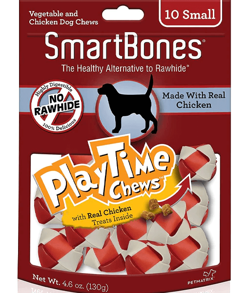 SmartBones - PlayTime Chews Chicken, Rawhide-Free Interactive Dog Treats, Small Dogs Adult - 10 Pieces - 130g