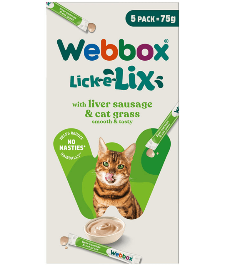 Webbox - Lick-e-Lix With Liver Sausage & Cat Grass, Grain-Free, For Cats - 5 Sachets