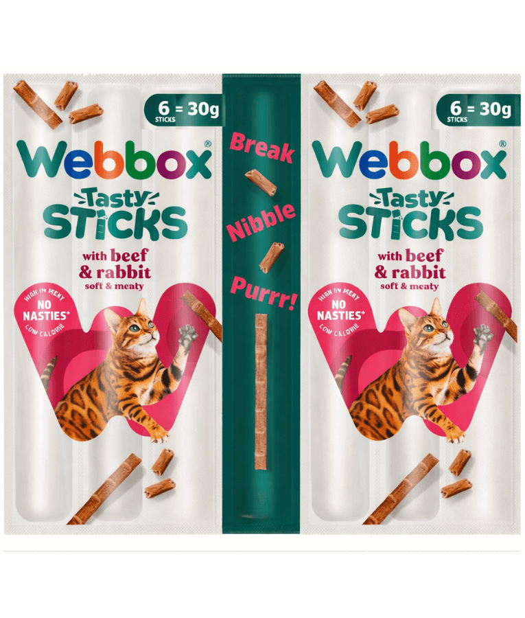 Webbox - Tasty Sticks With Beef & Rabbit, Grain-Free, For Cats - 6 Sticks (30g)