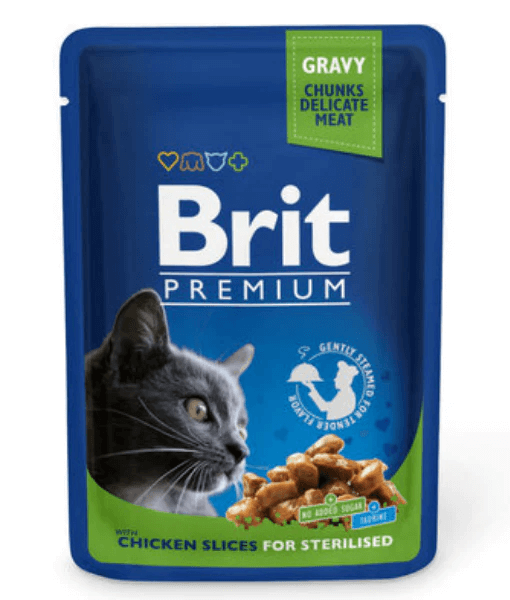 Brit Premium - Cat Pouches with Chicken Slices, In Gravy, Sterilized, Wet Cat Food - 100g - 1 Pouch