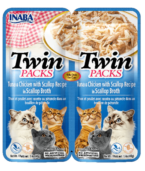 Inaba - Twin Pack - Tuna & Chicken with Scallop Recipe in Scallop Broth 80g - 1 Pouch
