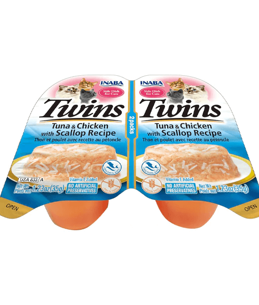 Inaba Twins - Tuna & Chicken with Scallop Recipe 2 Packs 70g - 1 Can