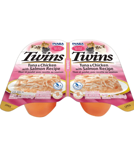 Inaba - Twins - Tuna & Chicken with Salmon Recipe 2 Packs 70g - 1 Can