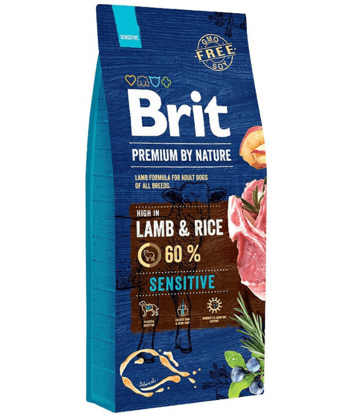 Brit Premium - By Nature Sensitive Lamb & Rice, Wheat-Free, Adult, All Breeds, Dry Dog Food - 8kg - 15kg - 15kg