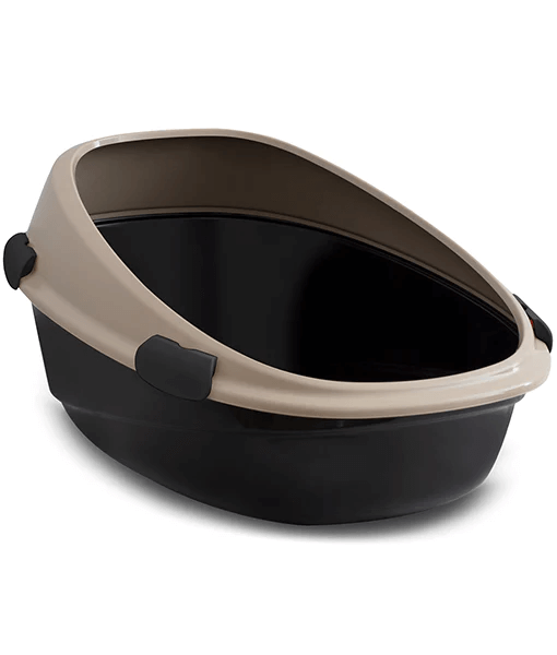 MP Bergamo – Pin Up Maxi Mocaccino Open Litter Box – Beige & Black - 66×49×36 cm