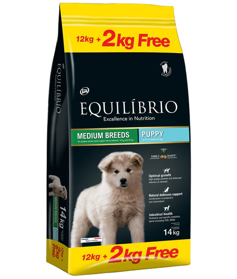 Equilibrio - Medium Breed, Puppy Dry Dog Food, With Chicken - 2kg, 12kg - 2 KG