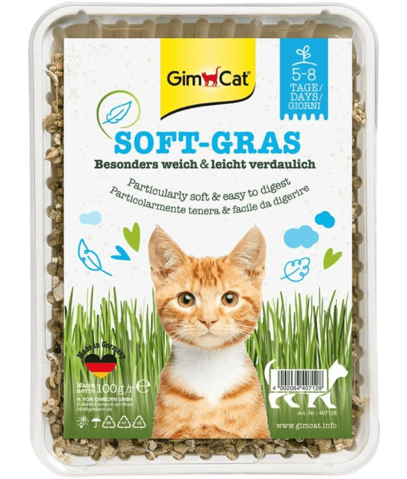 GimCat - Soft Grass, Vitamin-Rich Cat Grass, Hairball Control & Digestive Support - 100 g