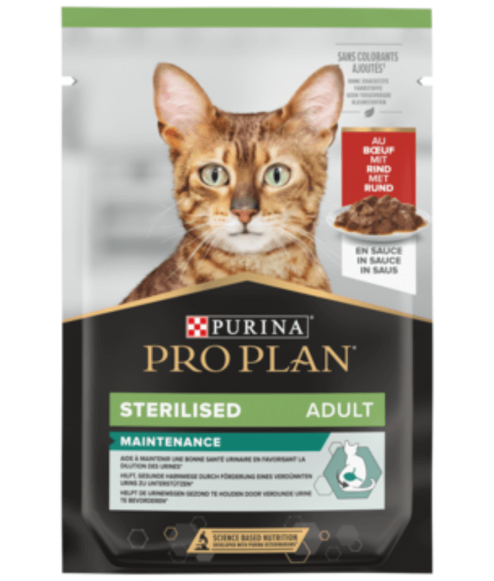 Purina - Pro Plan, Sterilised Wet Cat Food, Beef in Gravy, 85g - 1 Pouch
