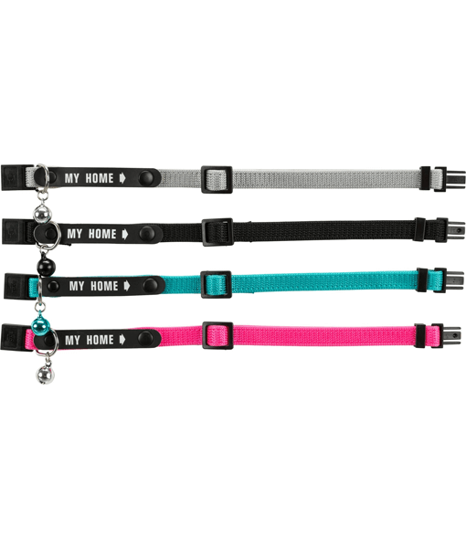 Trixie - Cat collar My Home - Nylon Cat Collar with Address Bracket - Black