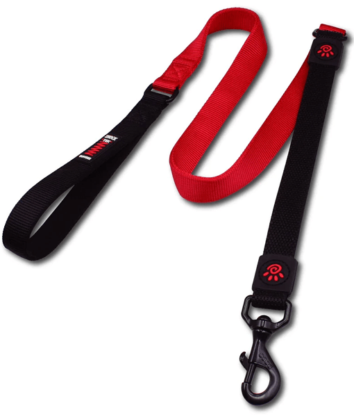 Doco - Bungee Shock Absorbing Nylon Leash, Neoprene Handle, For Dogs - Red - 120cm (Large)