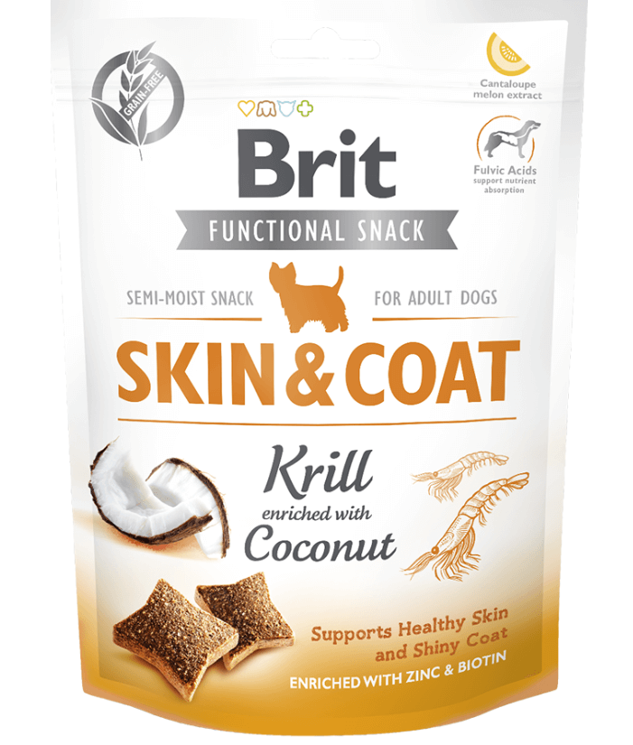 Brit Care - Functional Snack Skin & Coat With Krill & Coconut, Omega-3 Rich, Dog Treats - 150g